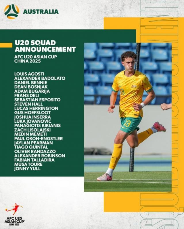 pg电子活动-澳大利亚国青公布U20亚洲杯名单 伊兰昆达无缘